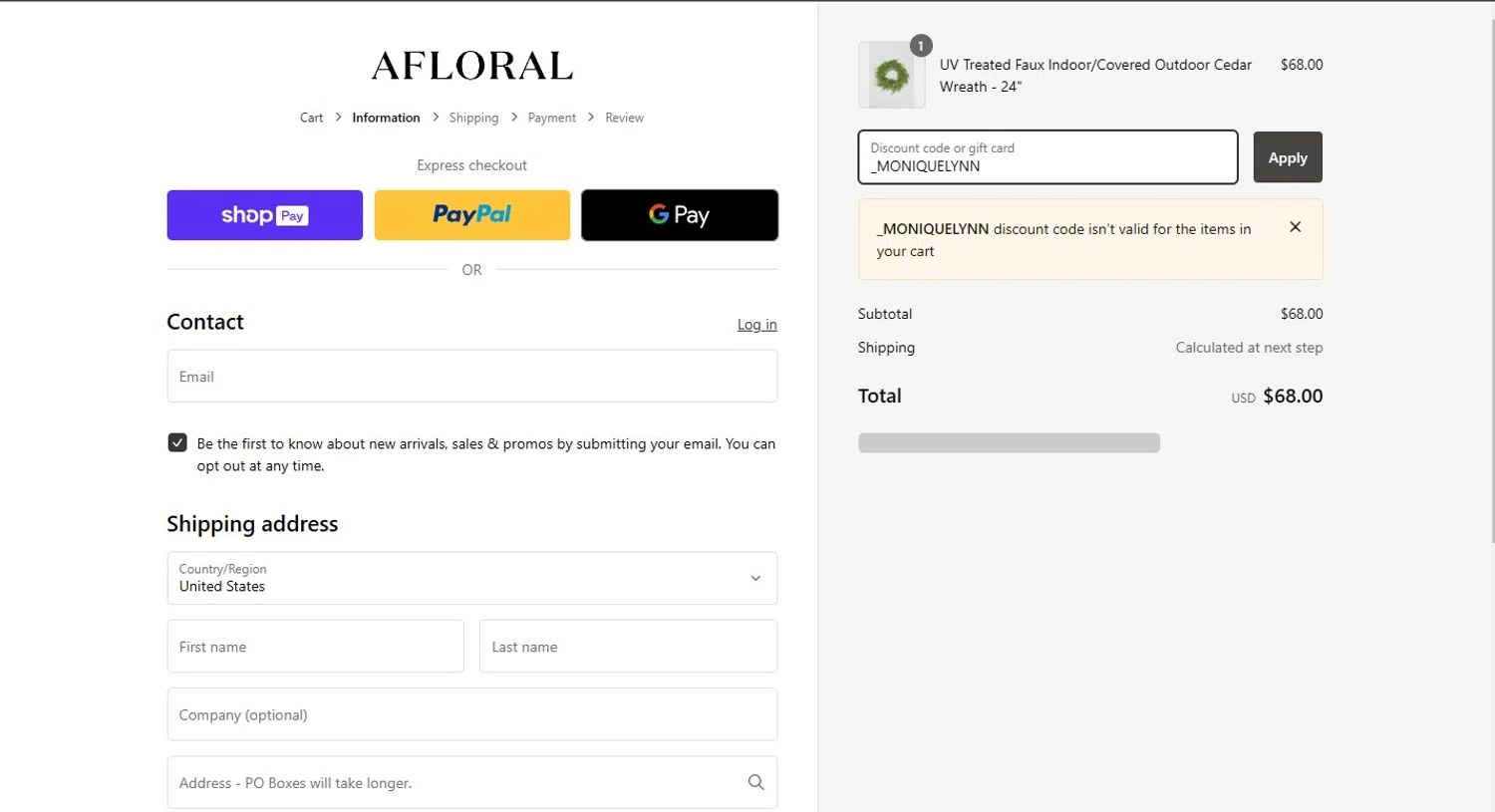 how to use Afloral coupons