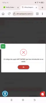 MP724FREE coupon verification screenshot