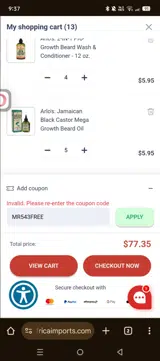 MR543FREE coupon verification screenshot