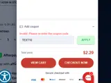 TEXT10 coupon verification screenshot