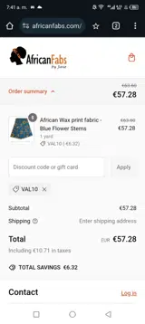 VAL10 coupon verification screenshot