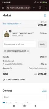 Iamafriendofmarket coupon verification screenshot