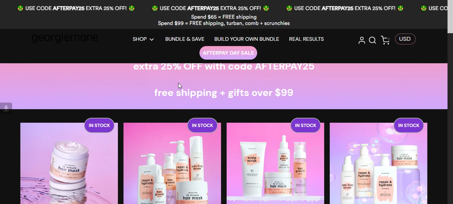 Afterpay promo code screenshot showing code AFTERPAY25 applied at Afterpay checkout page. Uploaded by SimplyCodes community member 111111 on Aug 13, 2024