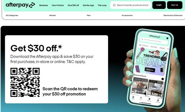 Afterpay checkout page showing Afterpay promo code box | Screenshot taken by SimplyCodes community member on Dec 10, 2023