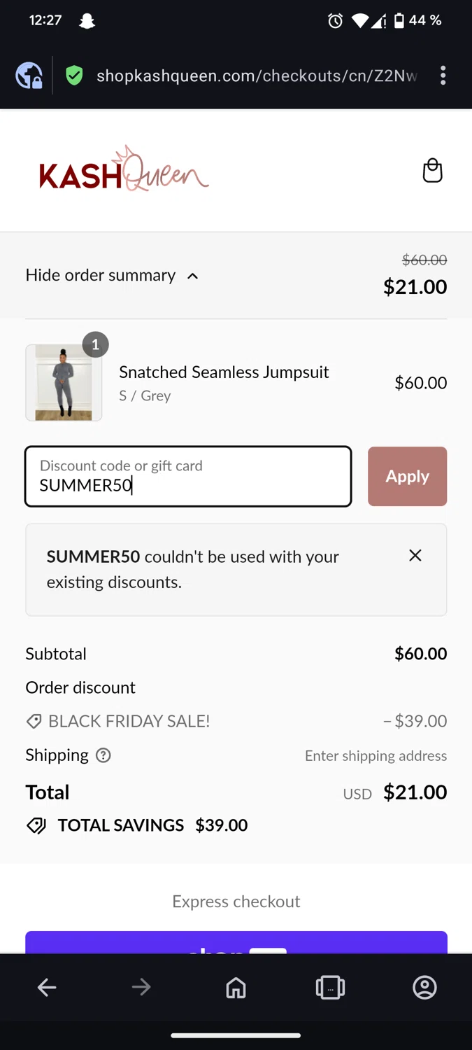 Afterpay checkout page showing Afterpay promo code box | Screenshot taken by SimplyCodes community member on Dec 12, 2023