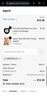 MEMORIAL20 coupon verification screenshot