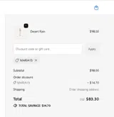 MARIA15 coupon verification screenshot