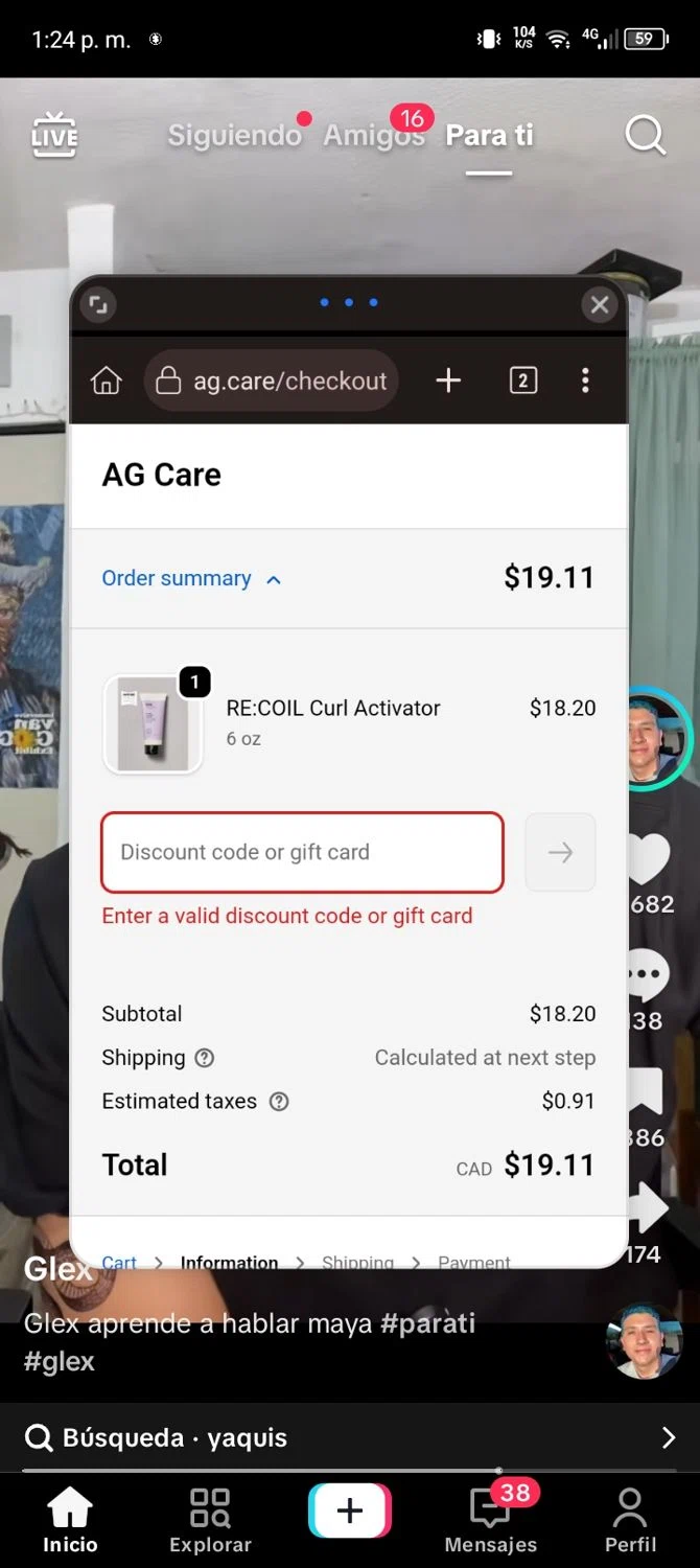 AG Care discount code screenshot showing code GUIDO20 applied at AG Care checkout page. Uploaded by SimplyCodes community member ScanExpert7367 on Nov 14, 2025