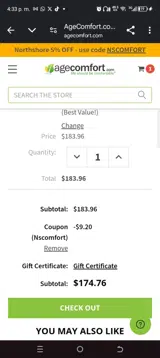 Nscomfort coupon verification screenshot