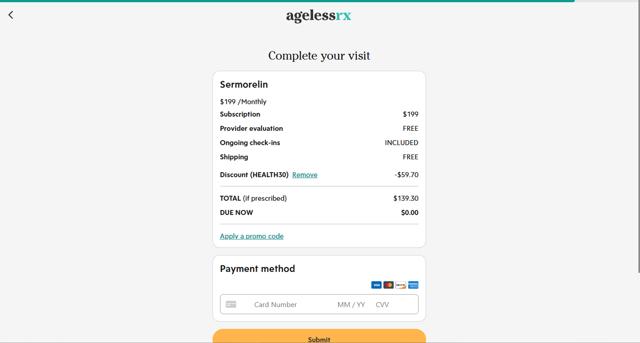 AgelessRx checkout page showing AgelessRx promo code box | Screenshot taken by SimplyCodes community member on Sep 2, 2025