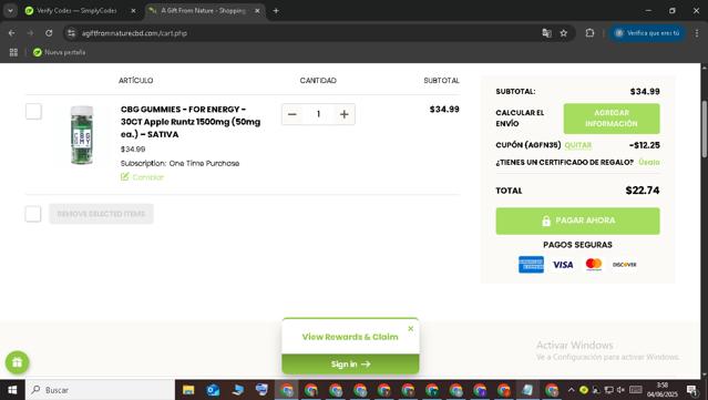 A Gift From Nature checkout page showing A Gift From Nature coupon code box | Screenshot taken by SimplyCodes community member on Jun 4, 2025