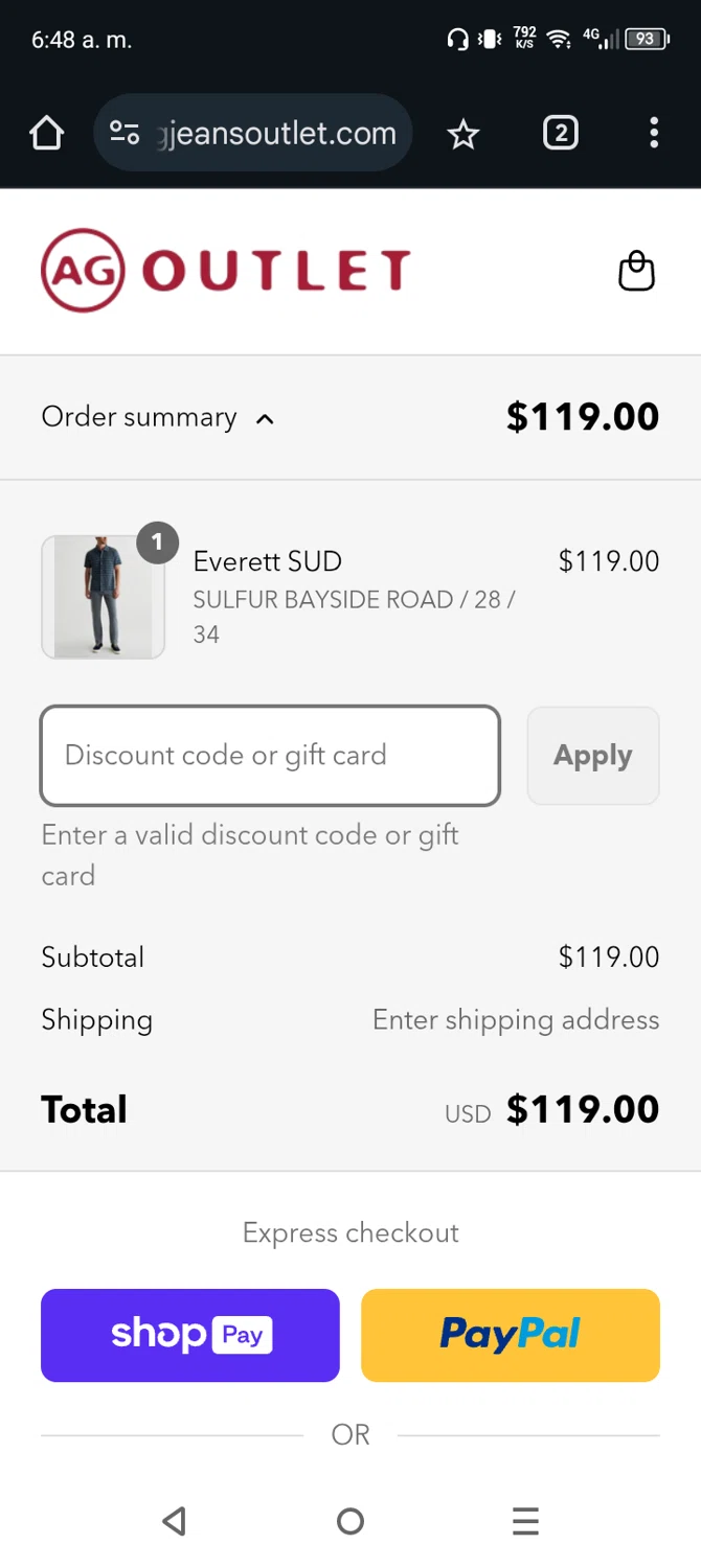 AG Jeans Outlet coupon code screenshot showing code EXTRA-20%-OFF applied at AG Jeans Outlet checkout page. Uploaded by SimplyCodes community member NobleScholar4826 on Jun 5, 2025