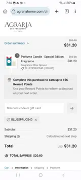 BLUESPRUCE40 coupon verification screenshot