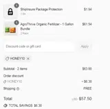 HONEY10 coupon verification screenshot