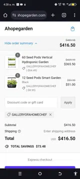 GALLERYOFAHOMECHEF coupon verification screenshot