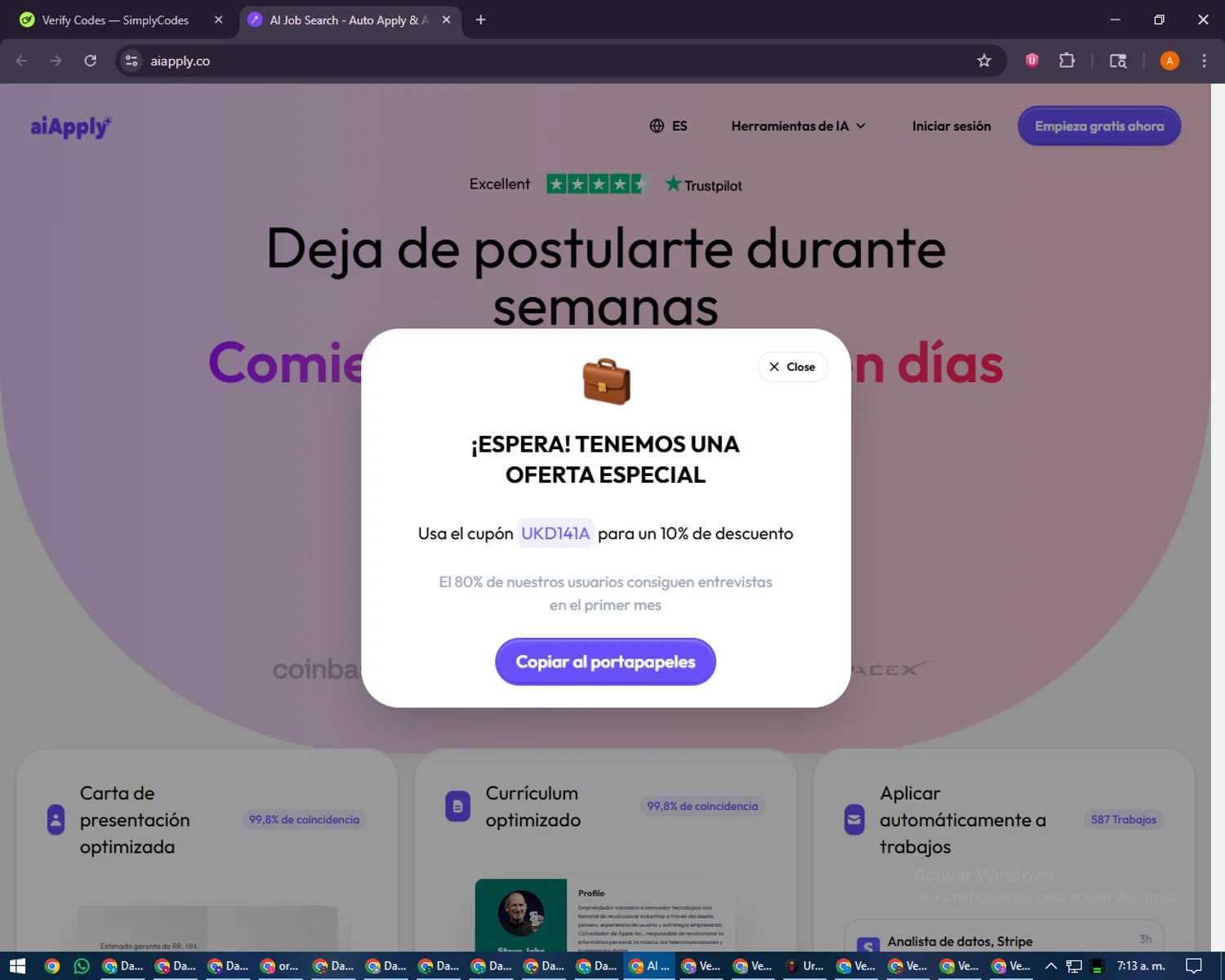 AIApply checkout page showing AIApply promo code box | Screenshot taken by SimplyCodes community member on Jan 29, 2026