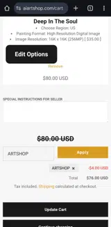 ARTSHOP coupon verification screenshot