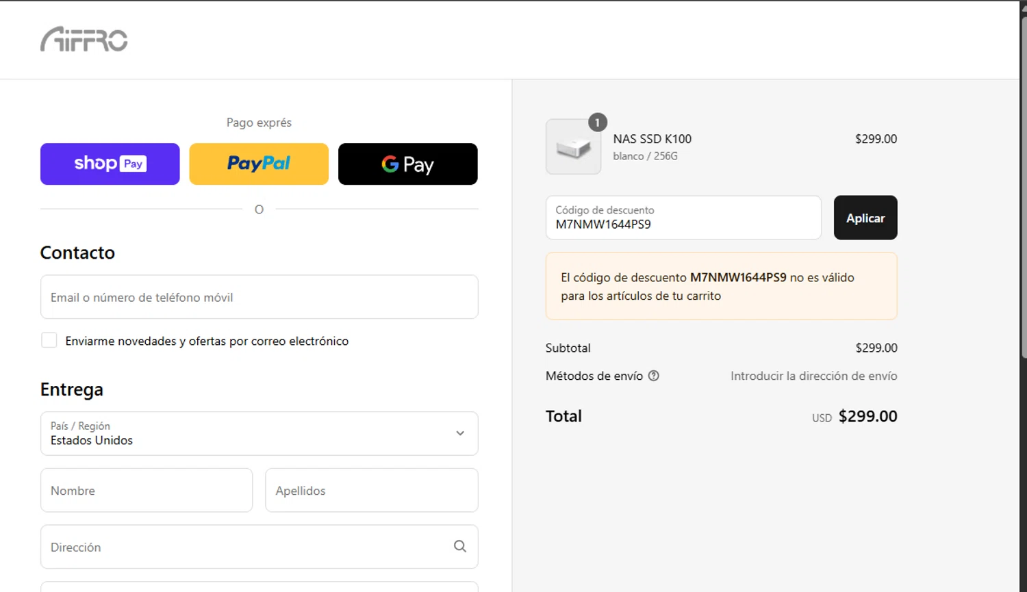 Aiffro promo code screenshot showing code M7NMW1644PS9 applied at Aiffro checkout page. Uploaded by SimplyCodes community member Dejadepicharme on Aug 24, 2025