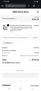 VOCILKA coupon verification screenshot