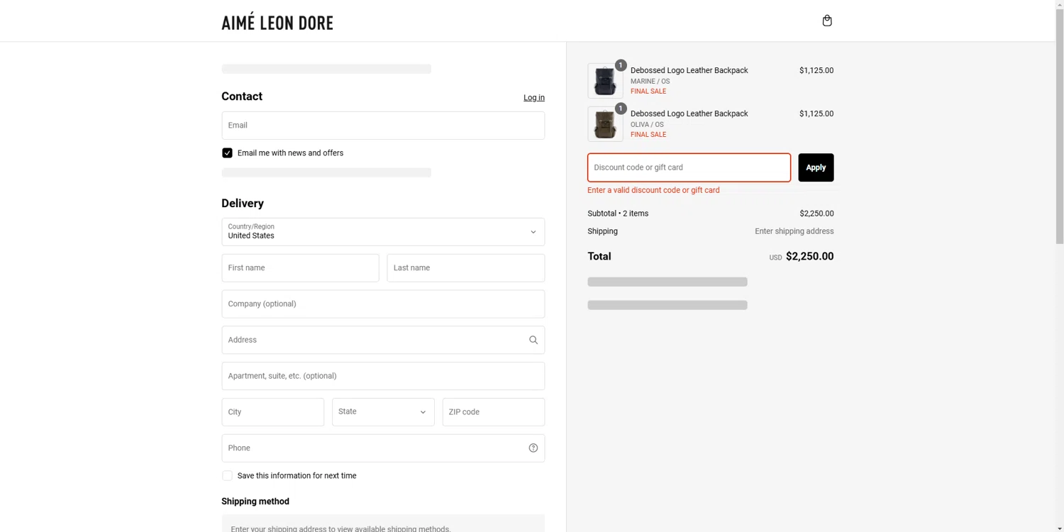 Aimé Leon Dore promo code screenshot showing code QUEENS applied at Aimé Leon Dore checkout page. Uploaded by SimplyCodes community member ShieldTiger926 on Jan 5, 2025