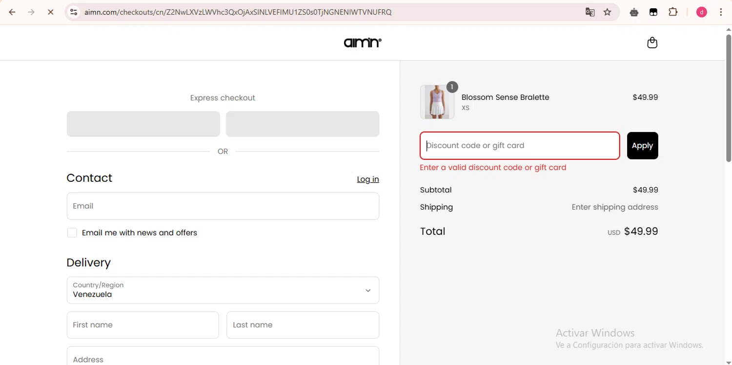 AIM'N NZ promo code screenshot showing code AIMHIGH10 applied at AIM'N NZ checkout page. Uploaded by SimplyCodes community member LegendaryHunter6399 on Apr 24, 2025