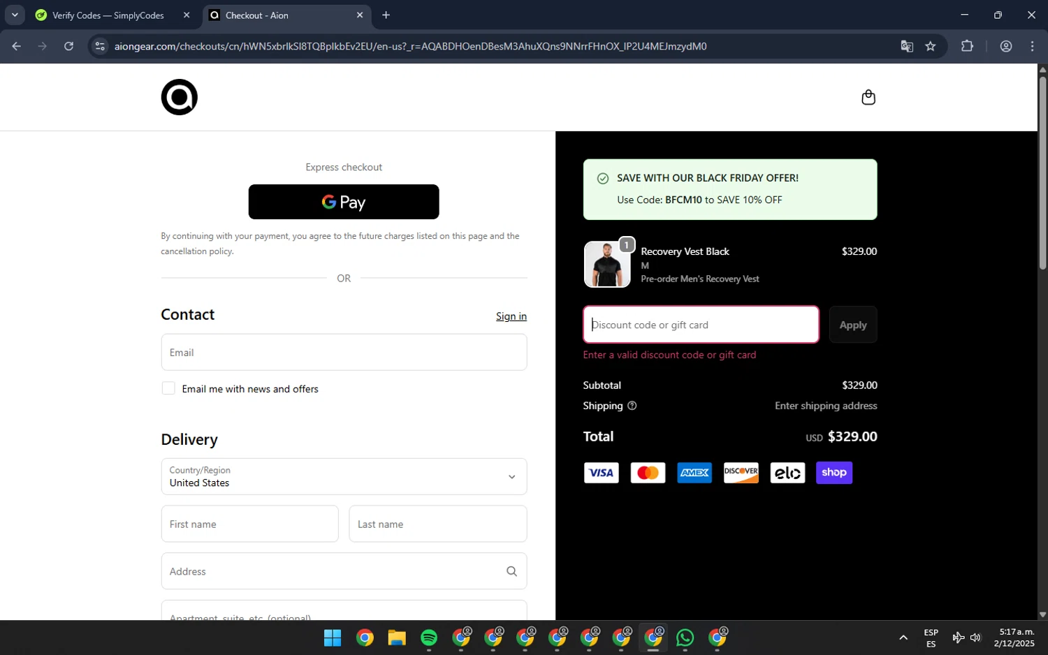 Aion coupon code screenshot showing code HEATHER applied at Aion checkout page. Uploaded by SimplyCodes community member MoneyAce864 on Dec 2, 2025
