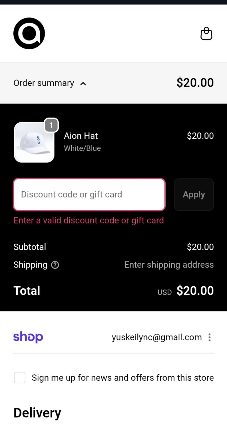 Aion coupon code screenshot showing code HEATHER applied at Aion checkout page. Uploaded by SimplyCodes community member Ronald13 on Dec 2, 2025