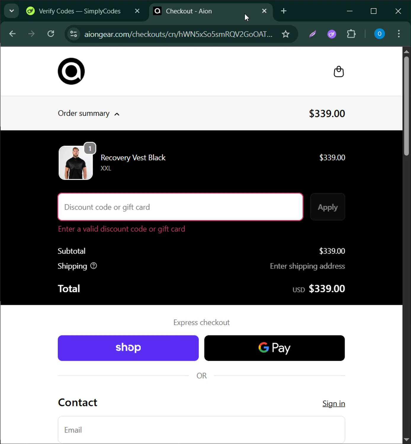 Aion coupon code screenshot showing code JOCELYN applied at Aion checkout page. Uploaded by SimplyCodes community member CodeScholar4340 on Dec 2, 2025