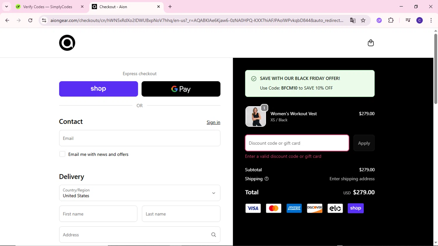 Aion coupon code screenshot showing code JOCELYN applied at Aion checkout page. Uploaded by SimplyCodes community member MoneyWizard2699 on Dec 2, 2025