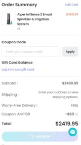 AMP100 coupon verification screenshot