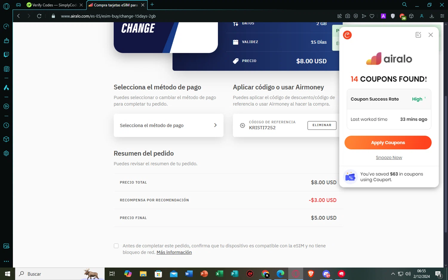 where to use Airalo promo code box