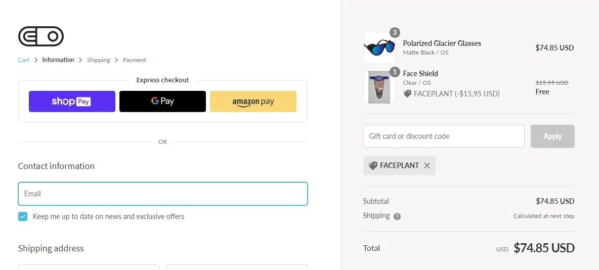 Airblaster checkout page showing Airblaster discount code box | Screenshot taken by SimplyCodes community member on Nov 12, 2020