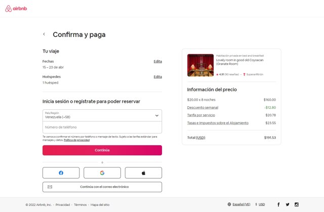 Airbnb checkout page showing Airbnb promo code box | Screenshot taken by SimplyCodes community member on Apr 7, 2022
