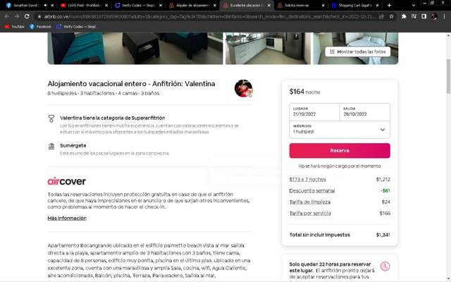 Airbnb checkout page showing Airbnb promo code box | Screenshot taken by SimplyCodes community member on Oct 19, 2022