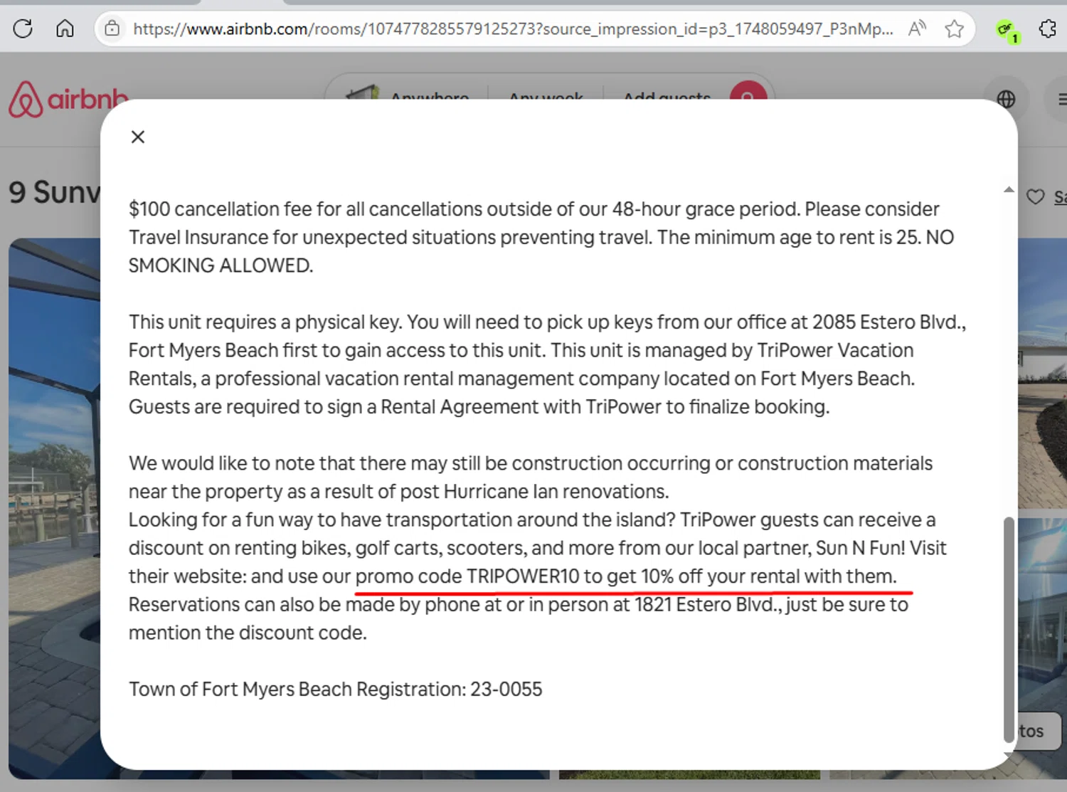 Airbnb promo code screenshot showing code TRIPOWER10 applied at Airbnb checkout page. Uploaded by SimplyCodes community member Novikova01 on May 24, 2025