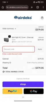 Airdeko coupon verification screenshot