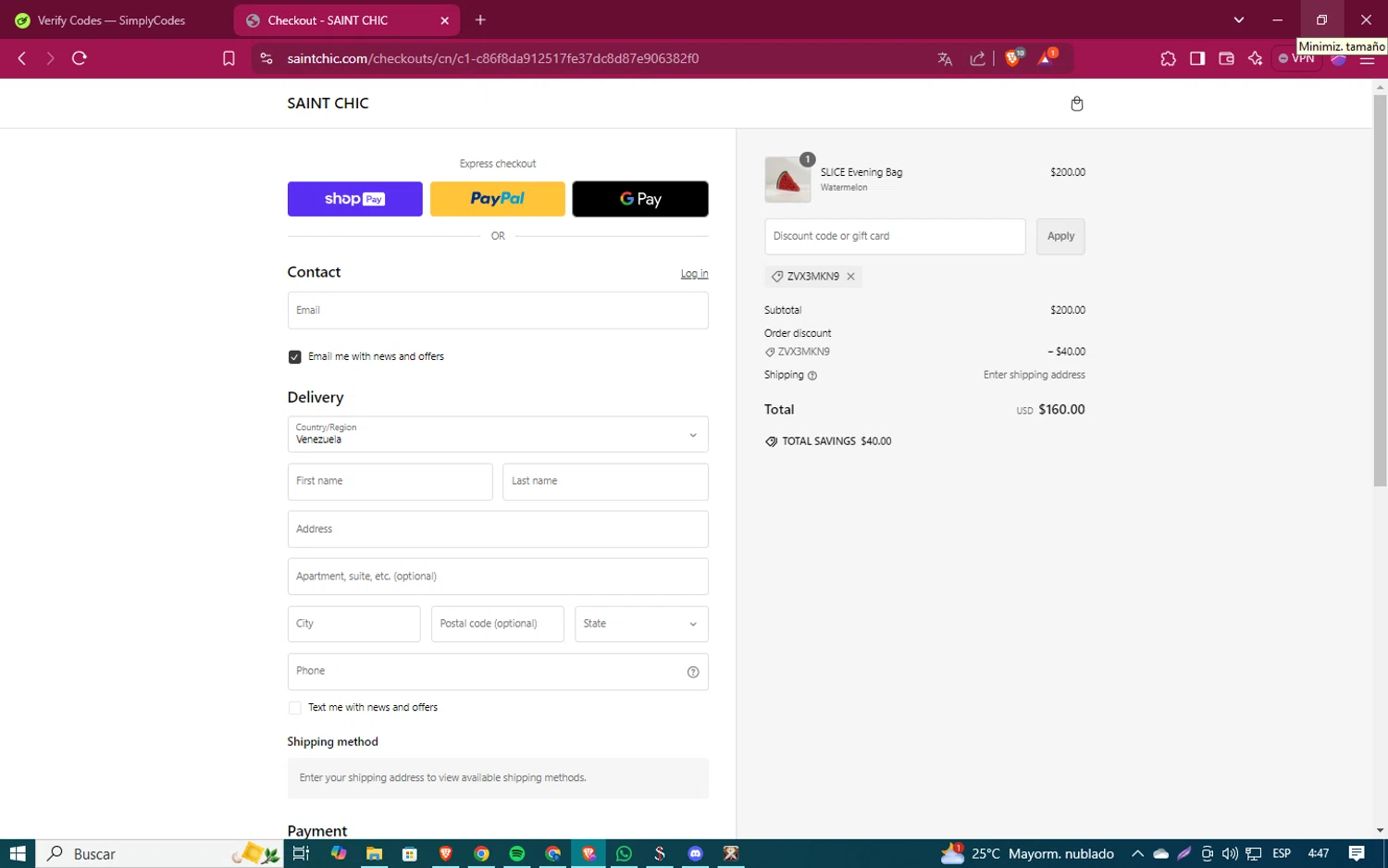 Air Europa checkout page showing Air Europa promo code box | Screenshot taken by SimplyCodes community member on Oct 25, 2024