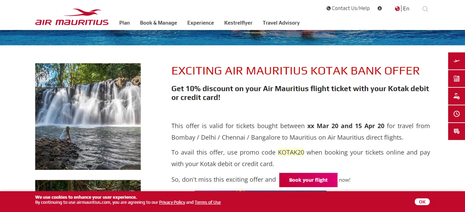 Air Mauritius checkout page showing Air Mauritius promo code box | Screenshot taken by SimplyCodes community member on Feb 12, 2024