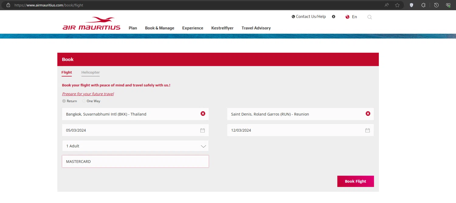 Air Mauritius checkout page showing Air Mauritius promo code box | Screenshot taken by SimplyCodes community member on Feb 27, 2024