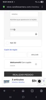 Hello10 coupon verification screenshot