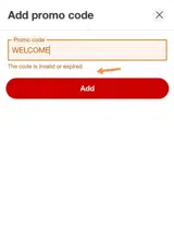 WELCOME coupon verification screenshot
