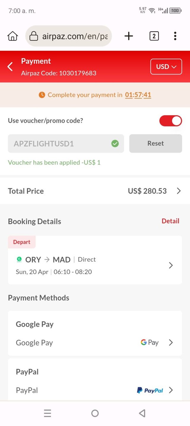 Airpaz checkout page showing Airpaz promo code box | Screenshot taken by SimplyCodes community member on Mar 22, 2025