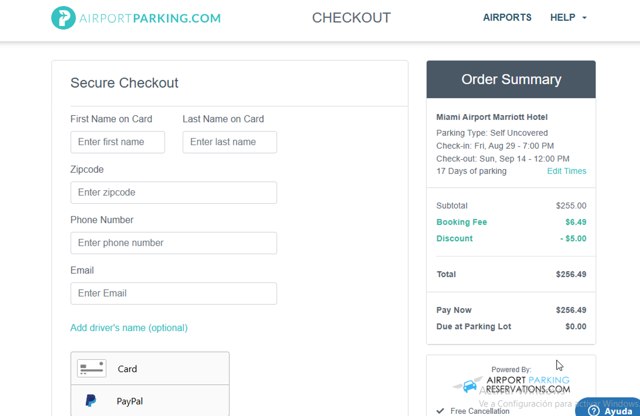 AirportParking.com checkout page showing AirportParking.com promo code box | Screenshot taken by SimplyCodes community member on Aug 29, 2025