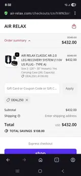 Deal250 coupon verification screenshot