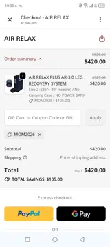 Mom2026 coupon verification screenshot