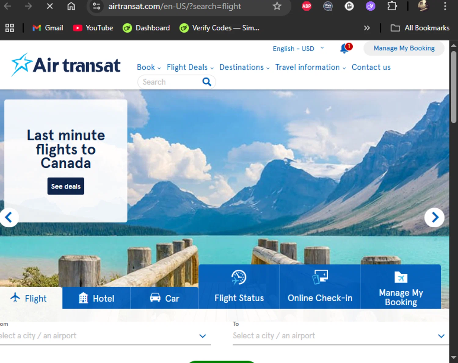 Air Transat checkout page showing Air Transat promo code box | Screenshot taken by SimplyCodes community member on Aug 12, 2025