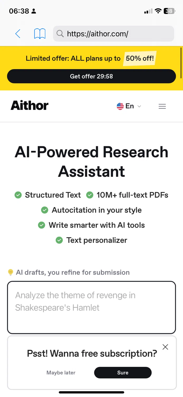 Aithor checkout page showing Aithor discount code box | Screenshot taken by SimplyCodes community member on Mar 4, 2025