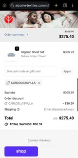 CARLOSLUISVILLA coupon verification screenshot