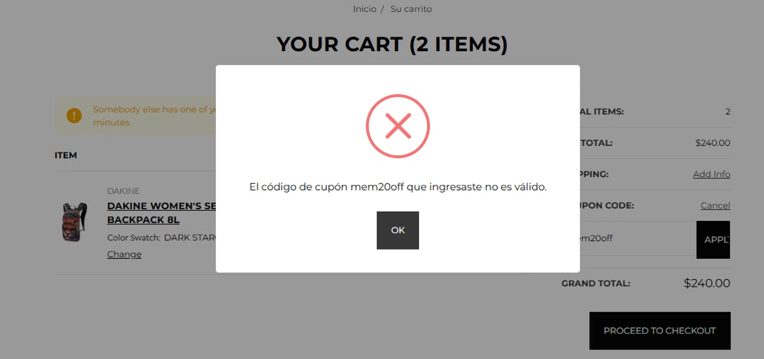 AJ's Ski & Sports promo code screenshot showing code mem20off applied at AJ's Ski & Sports checkout page. Uploaded by SimplyCodes community member mimusuky1 on Jun 17, 2025