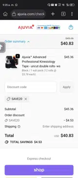 save20 coupon verification screenshot